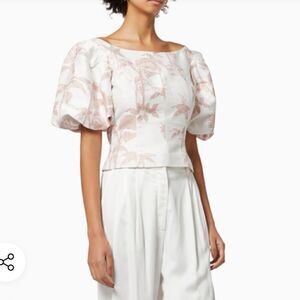 Ted Baker London Riverr Wide Neck Cropped Puff Sleeves Top.Size 6 =XXL